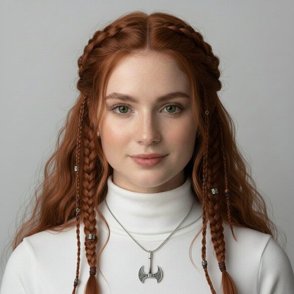 Viking Axe Double Head Pendant Necklace 316L Stainless Steel Mens Unisex NWOT - Picture 7 of 8